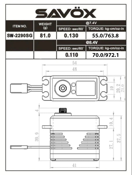 SW2290SG-BE - Waterproof Monster Torque High Voltage, Brushless, Digital  Servo 0.11sec / 972.1oz @ 8.4v - Black Edition