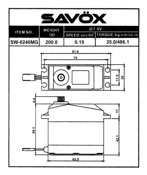 WATERPROOF 5TH SCALE DIGITAL SERVO .15/486 HIGH VOLTAGE – Savox USA